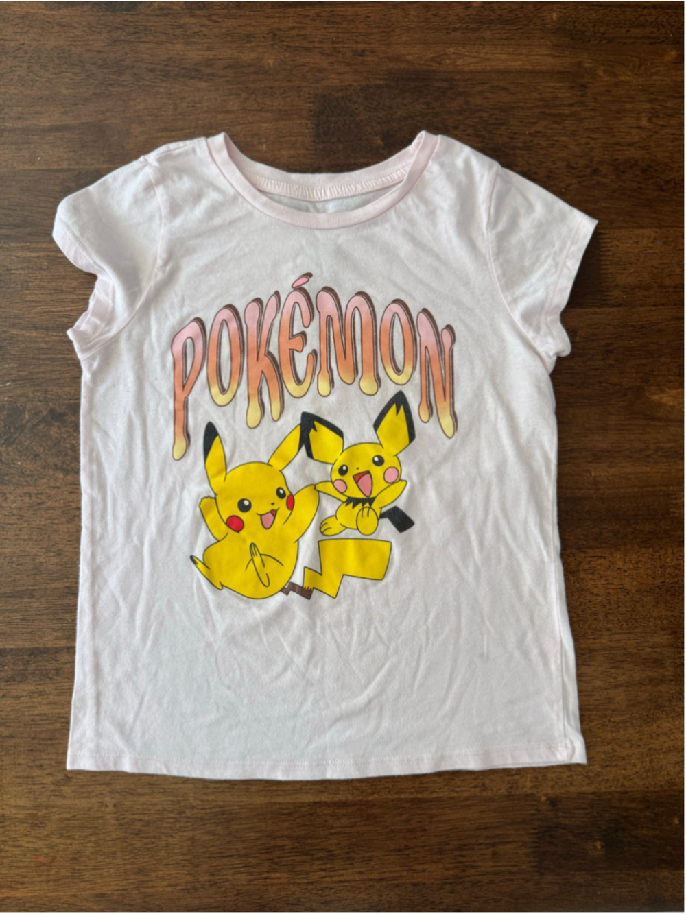 Girls Pokémon Graphic T-Shirt - Pink Pikachu & Pichu Crewneck, Youth Size Large